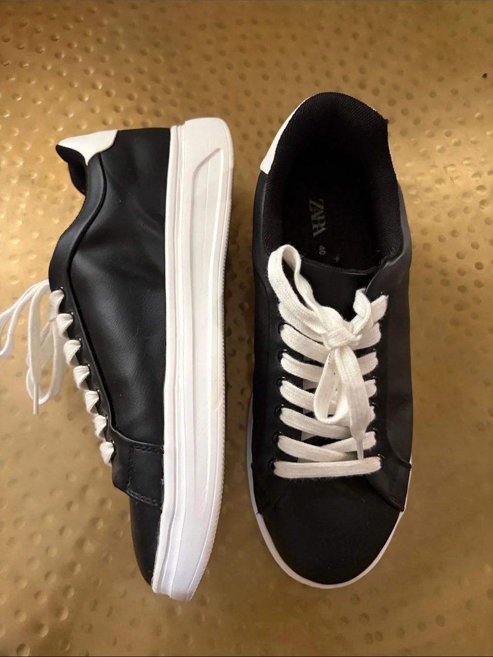 Zara Black Sneakers with White Laces